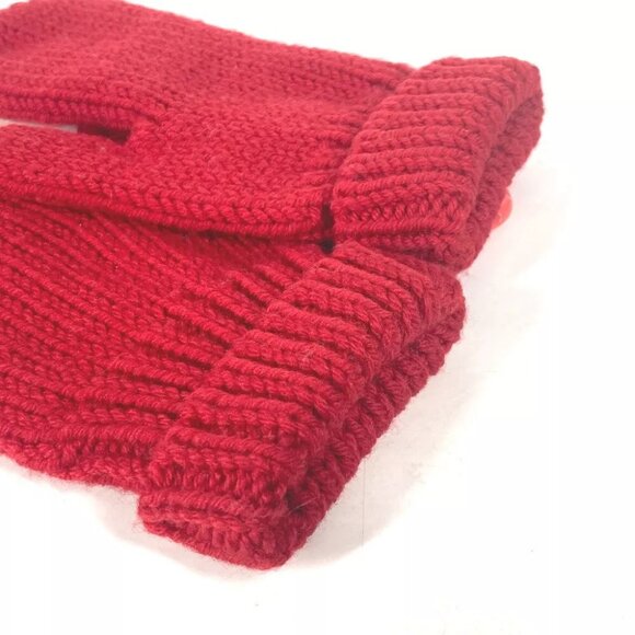 LOUIS VUITTON logo Mitten accessories with badge gloves wool Red - Picture 3 of 11